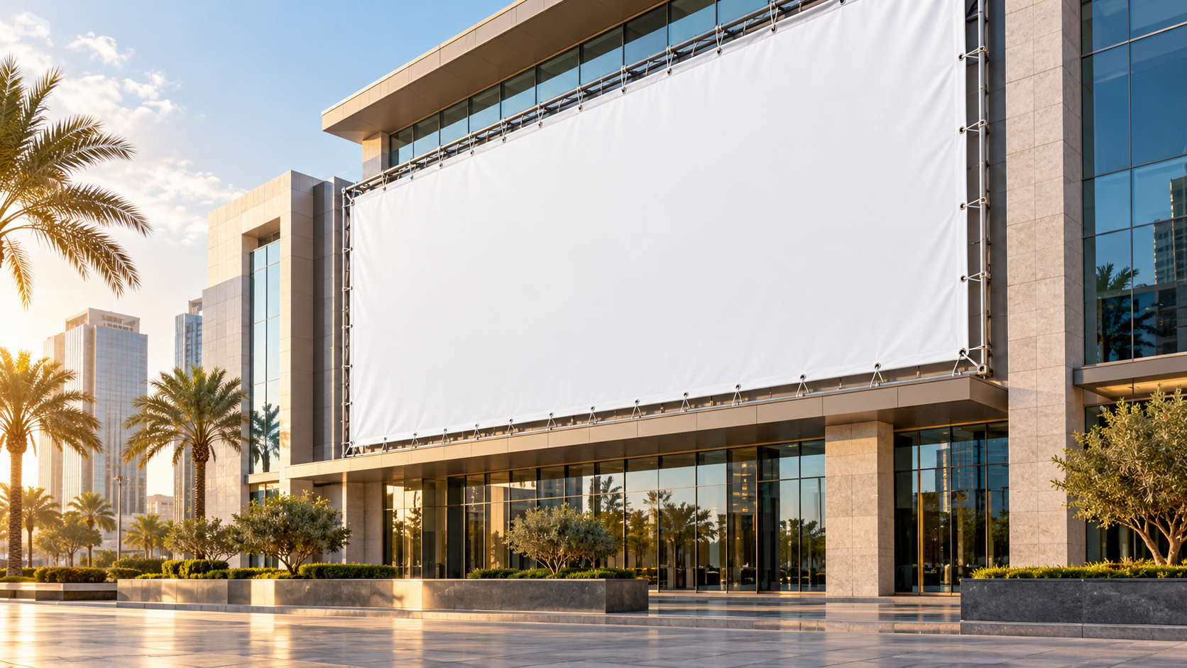 Building facade ready for large-format branding