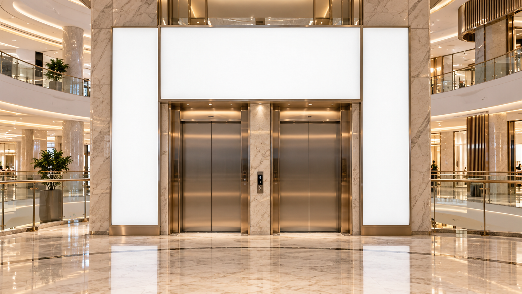 Mall elevator media surface ready for branding