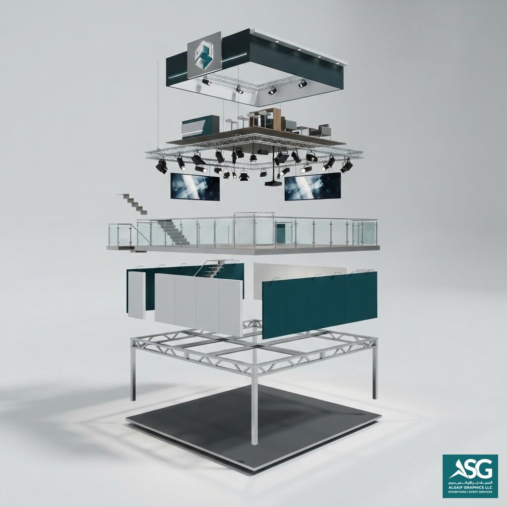 Exploded view: every layer of the stand